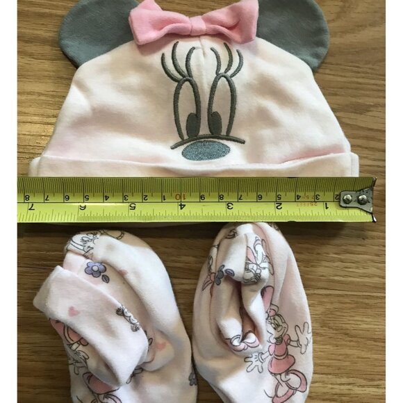 Disney Baby Minnie Mouse Hat Mittens & Booties Set 0-6M Pink Baby Shower Gift - Picture 6 of 7